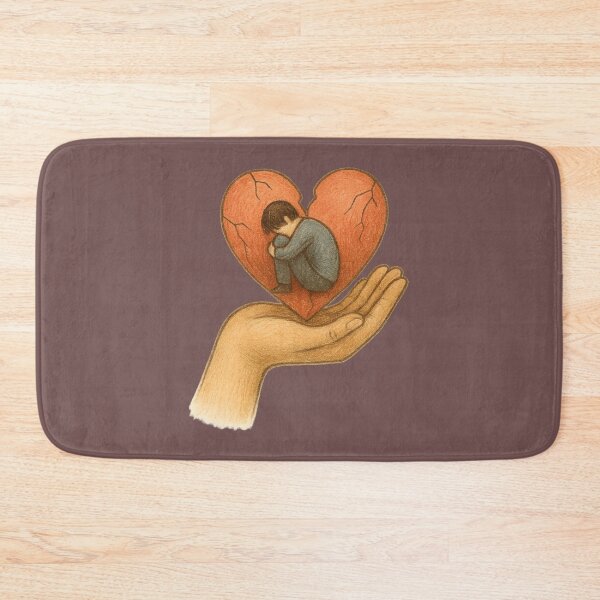 Item preview, Heartbreak Support Art – Sad Person in Cracked Heart Held by Hand Illustration designed and sold by Just Meaningful.