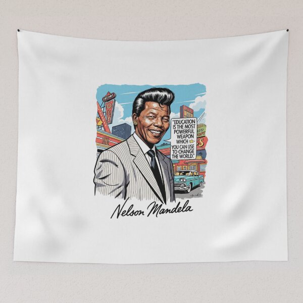 Item preview, Nelson Mandela, Freedom, Justice, black history, Education, Funnyfits70, retro, vintage, meme, funny, humor designed and sold by FunnyFits70.