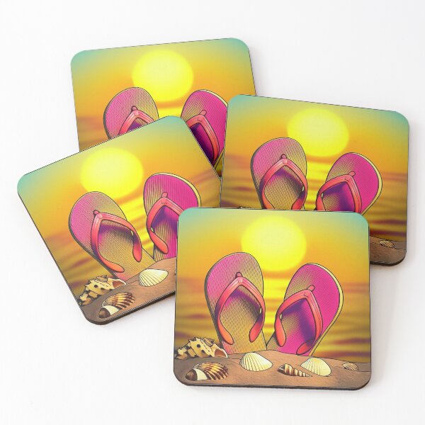 Item preview, Flip-Flop Sunset Bliss – Tropical Beach Vibes Illustration designed and sold by PrintBreeze.