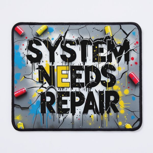 Item preview, System Needs Repair — Graffiti Street Art T-Shirt with a Social Message designed and sold by QSHOOLKA.