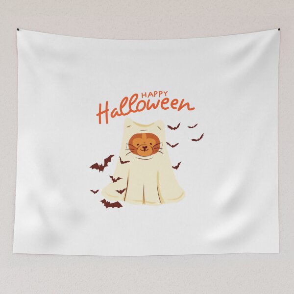 Item preview, Cute Halloween Orange cat as ghost with white bedsheet Pet Costume designed and sold by Dark & Darling.