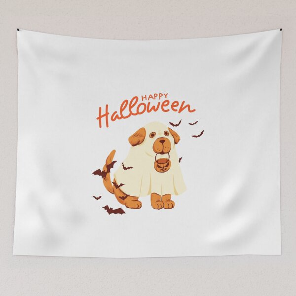 Item preview, Cute Halloween Golden retriever ghost with white bedsheet Pet Costume designed and sold by Dark & Darling.