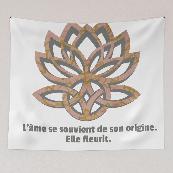 Item preview, L'Âme Se Souvient by Son Origine. Elle Fleurit | Lotus & Celtic Knot | Spirituelle Boho Poster designed and sold by 	aluzia.design.