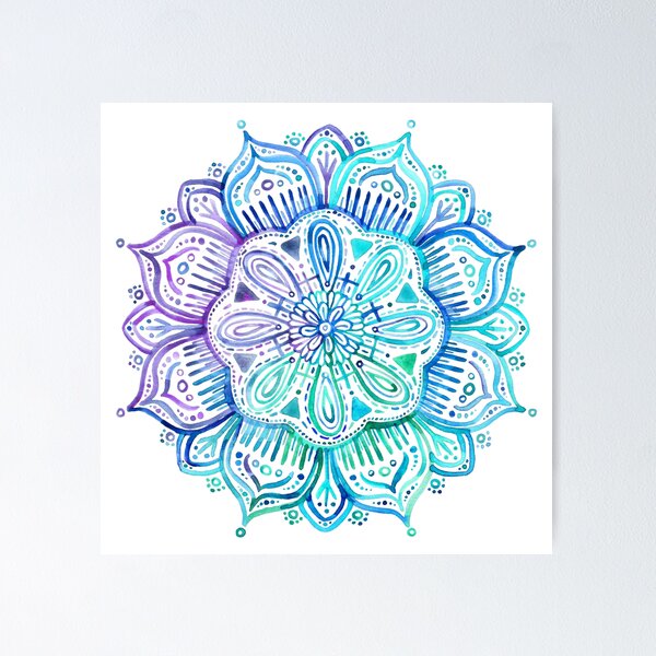 Item preview, Iridescent Aqua and Purple Watercolor Mandala  designed and sold by micklyn.