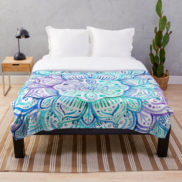 Item preview, Iridescent Aqua and Purple Watercolor Mandala  designed and sold by micklyn.