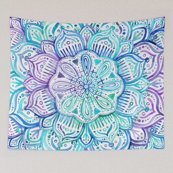Item preview, Iridescent Aqua and Purple Watercolor Mandala  designed and sold by micklyn.