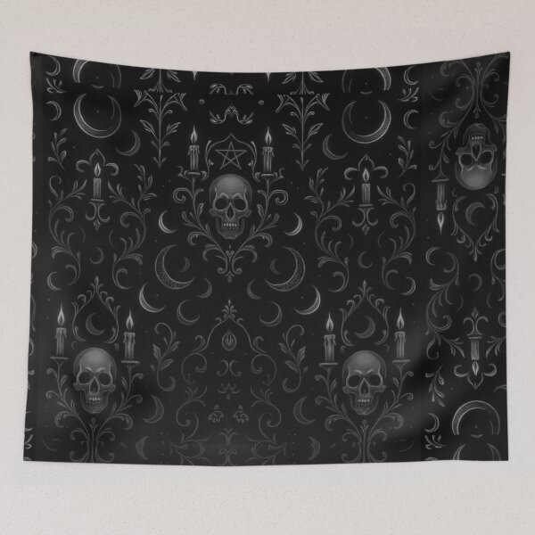 Item preview, Baroque Gothic Skulls - Black and white designed and sold by DarkDesiresAU.