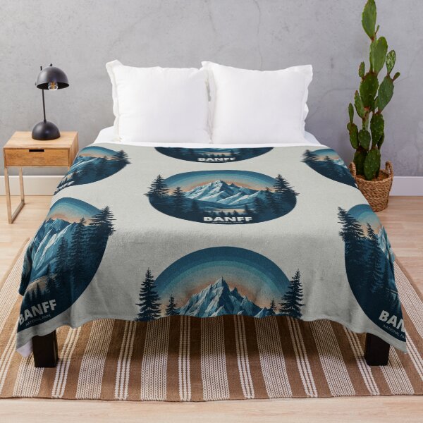 Item preview, Banff National Park Mountain Lake Art Print with Snow-Capped Peaks and Pine Forest Reflections designed and sold by myfavoritesm4.