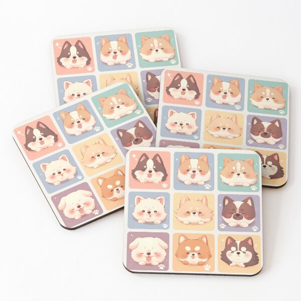 Item preview, Kawaii Puppy Emotions Grid – 9 Cute Dog Faces designed and sold by Windy-market.