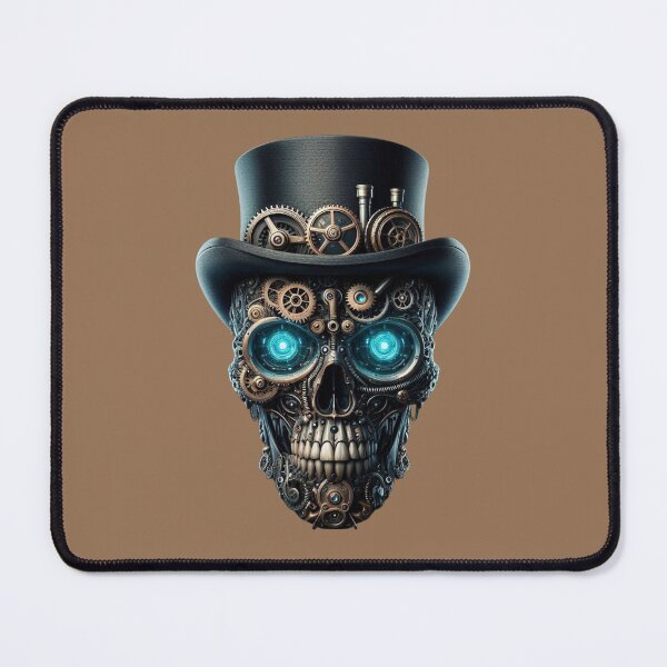 Artikelvorschau, Steampunk-Totenkopf, Zylinderhut, Chamoisse-Hintergrund entworfen und verkauft von GaborSkeleton.