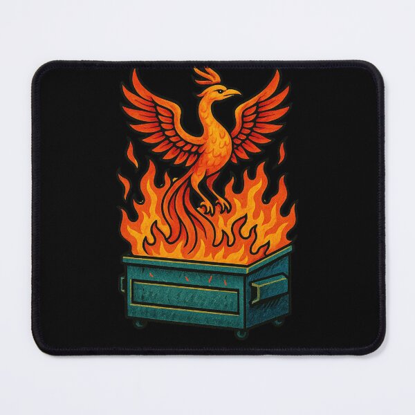 Item preview, Phoenix Rising from the Dumpster Fire Funny Resilience Art designed and sold by FrictionMaxxing.