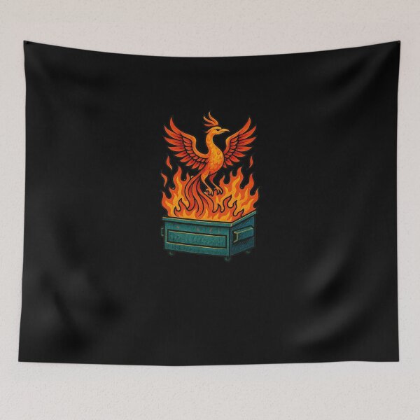 Item preview, Phoenix Rising from the Dumpster Fire Funny Resilience Art designed and sold by FrictionMaxxing.