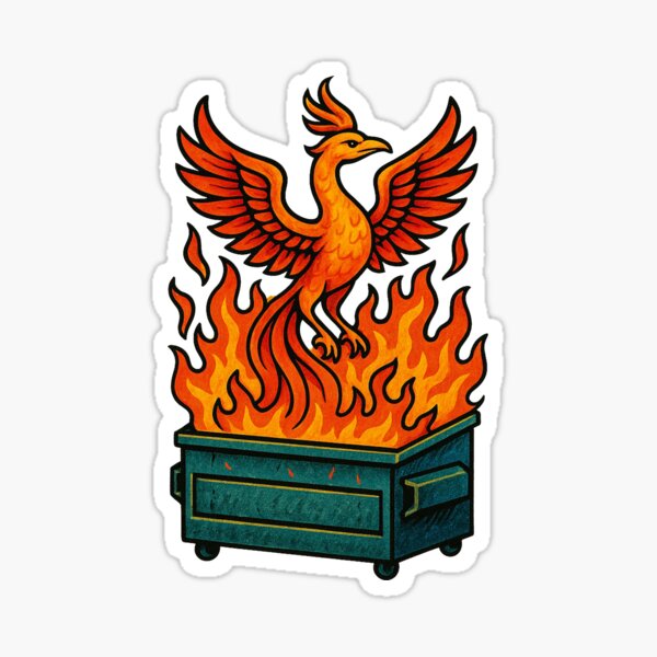 Item preview, Phoenix Rising from the Dumpster Fire Funny Resilience Art designed and sold by Boog Monst .