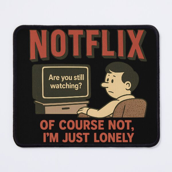 Item preview, NOTFLIX: Are You Still Watching? Just Lonely. Funny Streamer Cartoon designed and sold by vanko-vnc.