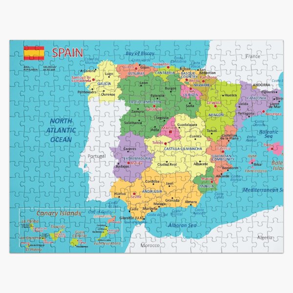 Item preview, Spain map with regions and main cities designed and sold by alijun.