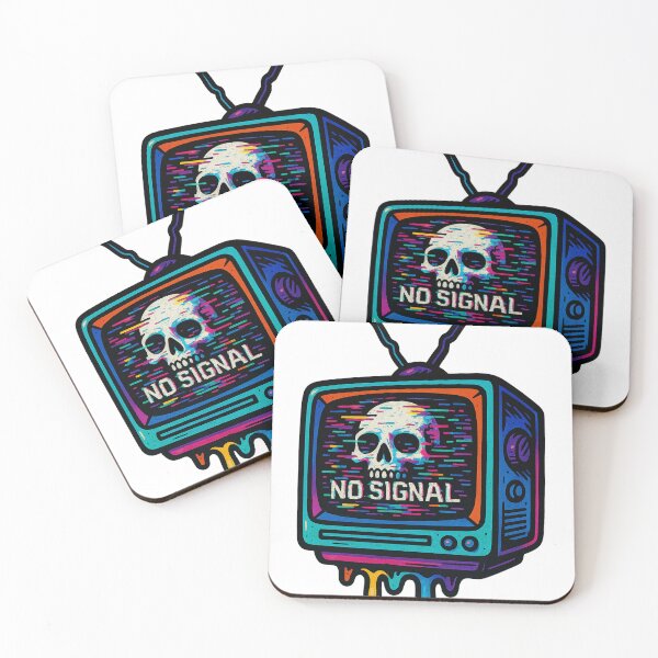 Item preview, No Signal Skull – Retro Vaporwave Glitch TV designed and sold by VIBE CRAFT STUDIO.