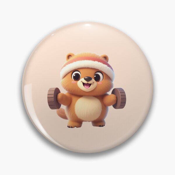Item preview, Kawaii Beaver Lifting Wooden Dumbbells designed and sold by Itsheartshop.