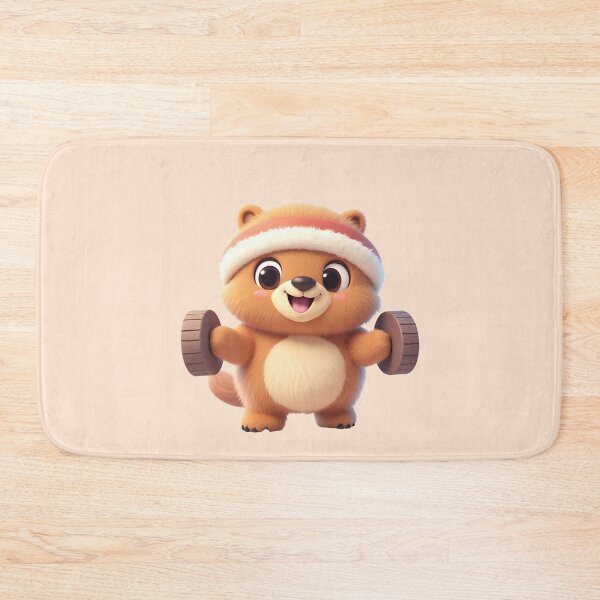 Item preview, Kawaii Beaver Lifting Wooden Dumbbells designed and sold by Itsheartshop.