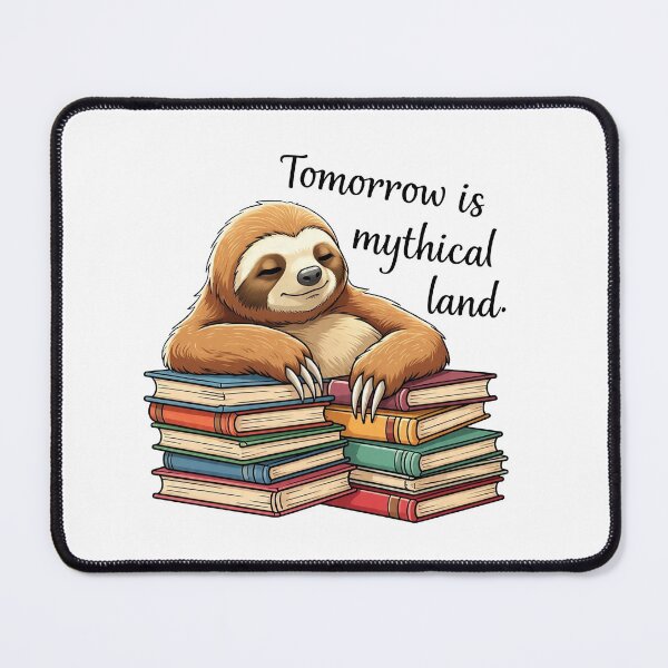 Item preview, Tomorrow Is a Mythical Land" – Lazy Cartoon Sloth on Books designed and sold by 001Haiba.