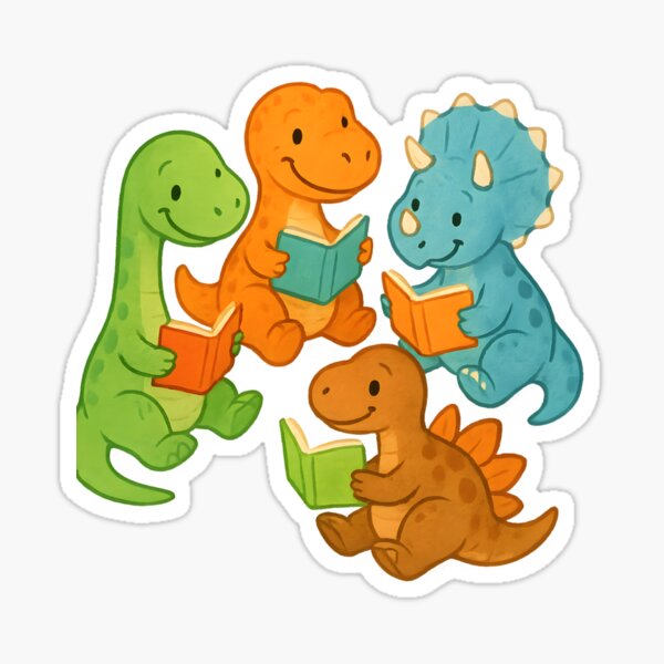 Artikel-Vorschau von Dinosaurier mit Book Dino Book Club im Dschungel, designt und verkauft von Uglyandcute.