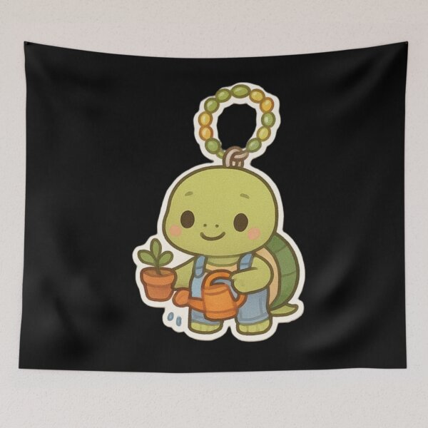 Item preview, Cute Gardener Turtle Kawaii keychain designed and sold by DamioPolArt.