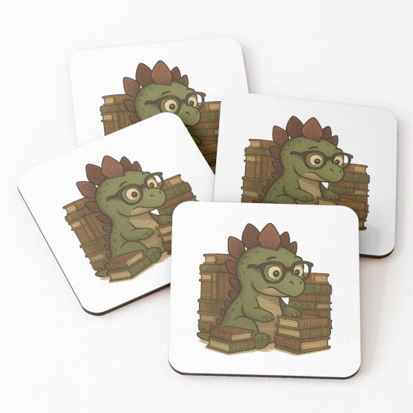 Item preview, dinosaur with Book Stegosaurus in a Library designed and sold by Uglyandcute.