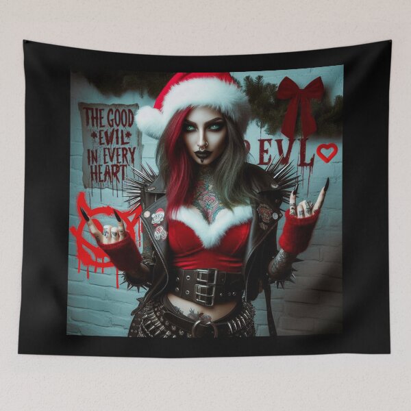 Item preview, Punk Lady Santa Metal Gesture designed and sold by Voodoo Store Paranormal Collections.