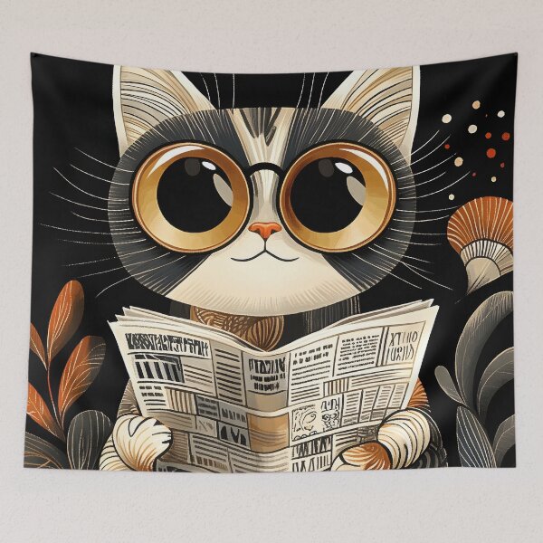 Item preview, Devon Rex Cat Reads Morning News Cozy Bathroom designed and sold by Williamhallano.