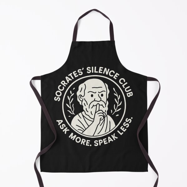 Item preview, Socrates’ Silence Club – Ask More. Speak Less. (Philosophy Badge Tee) designed and sold by PHILOSOPHY-SWAG.