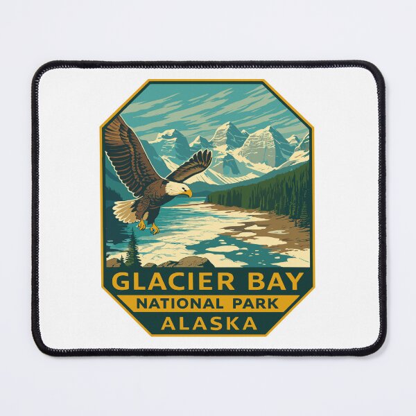 Artikelvorschau, Glacier-Bay-Nationalpark Retro Alaska Sticker entworfen und verkauft von Ismeal Von.
