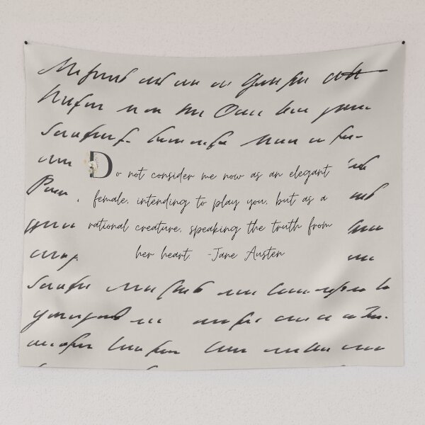 Item preview, Jane Austen Quote on Script designed and sold by Awe-And-Charm.