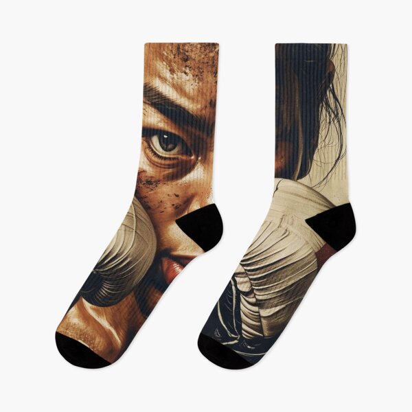 Item preview, A Woman boxer wearing gloves 'No REGRETS ' designed and sold by PattaZone.