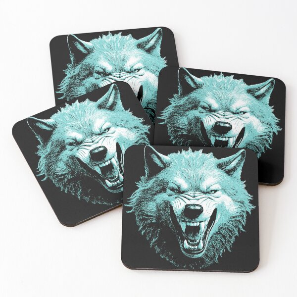 Item preview, Mystic Wolf Portrait – Turquoise Blue Fantasy Beast designed and sold by kacperartdesign.