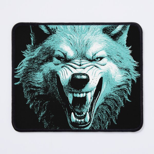 Item preview, Mystic Wolf Portrait – Turquoise Blue Fantasy Beast designed and sold by kacperartdesign.