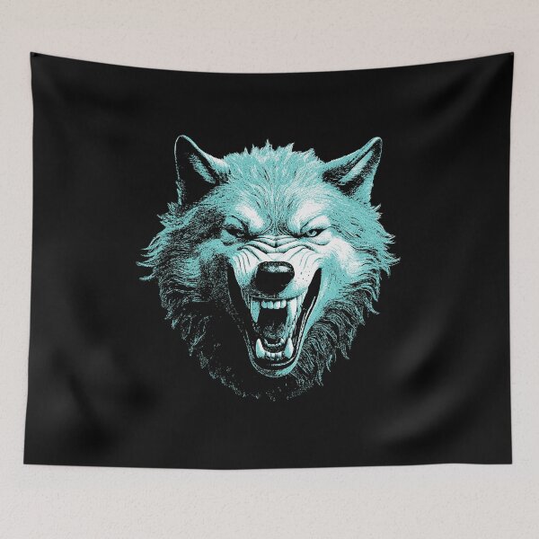 Item preview, Mystic Wolf Portrait – Turquoise Blue Fantasy Beast designed and sold by kacperartdesign.