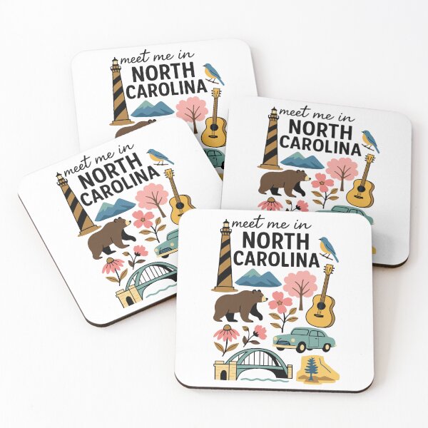 Item preview, Meet Me In North Carolina with Icons designed and sold by Pink Pineapple Works.