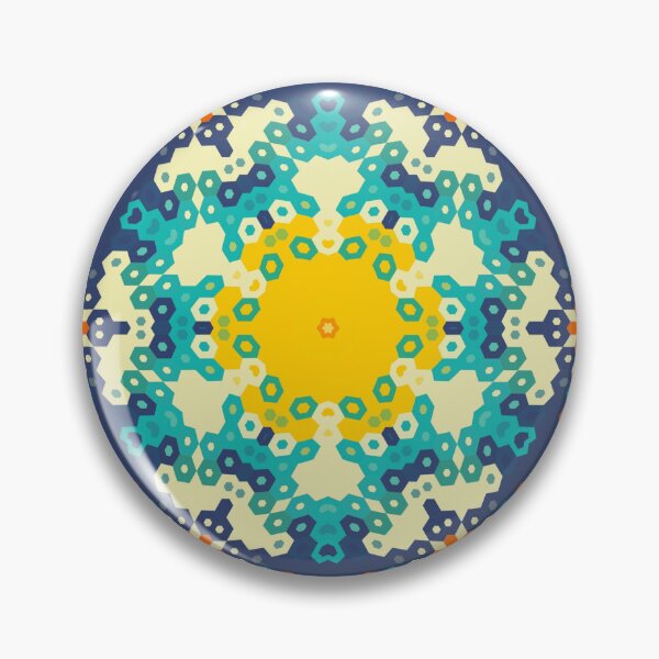 Item preview, Hex Mandala Blue Orange and Yellow designed and sold by WormholeOrbital.