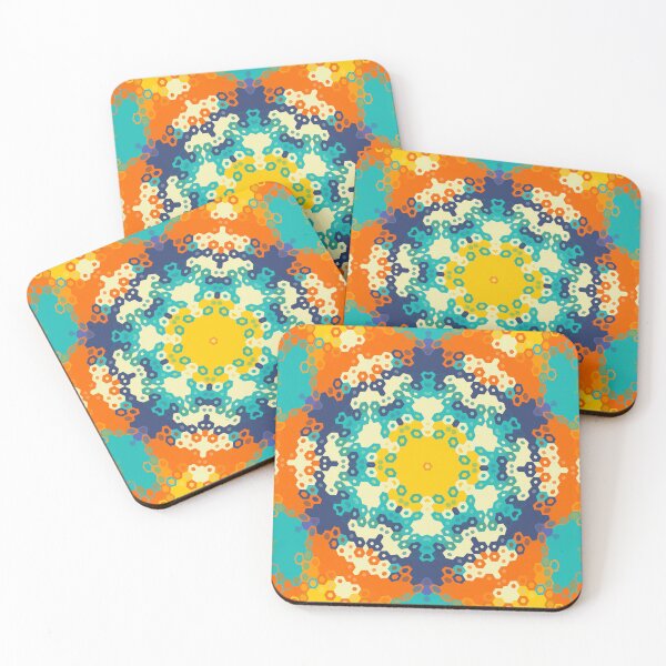 Item preview, Hex Mandala Blue Orange and Yellow designed and sold by WormholeOrbital.