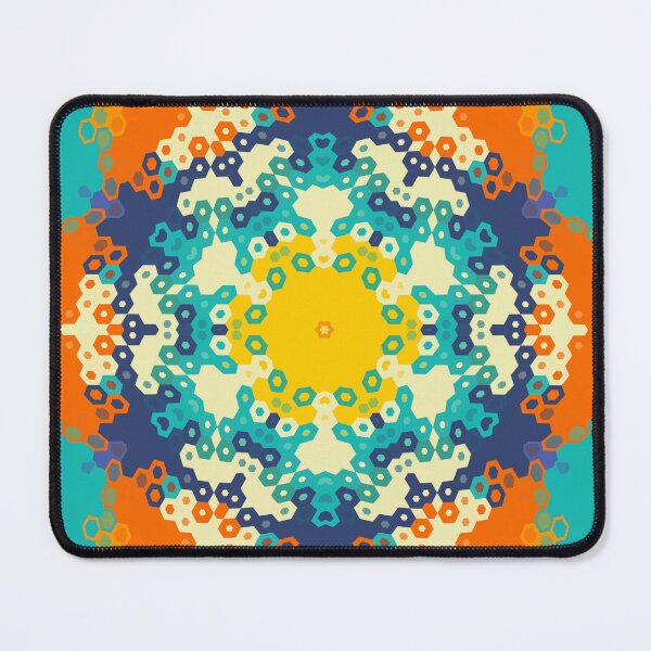 Item preview, Hex Mandala Blue Orange and Yellow designed and sold by WormholeOrbital.