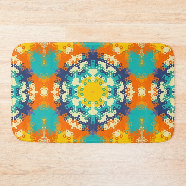 Item preview, Hex Mandala Blue Orange and Yellow designed and sold by WormholeOrbital.