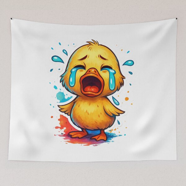 Item preview, Funny Crying Duckling – Cute Watercolor Cartoon Animal Art designed and sold by VIBE CRAFT STUDIO.
