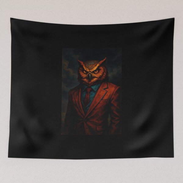 Item preview, Powerful Owl in Red Suit Portrait designed and sold by Amr Siam.