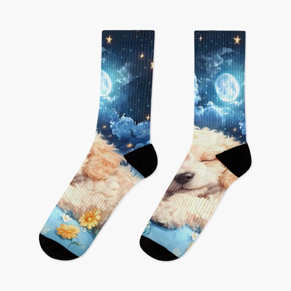 Item preview, Puppy Dreamy Night Sky Moon Stars Floral Bedtime Bliss Peaceful Slumber designed and sold by Spraykart.