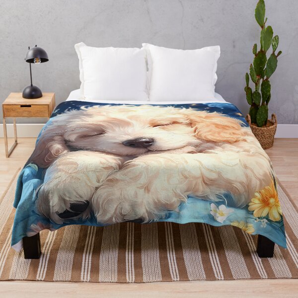 Item preview, Puppy Dreamy Night Sky Moon Stars Floral Bedtime Bliss Peaceful Slumber designed and sold by Spraykart.