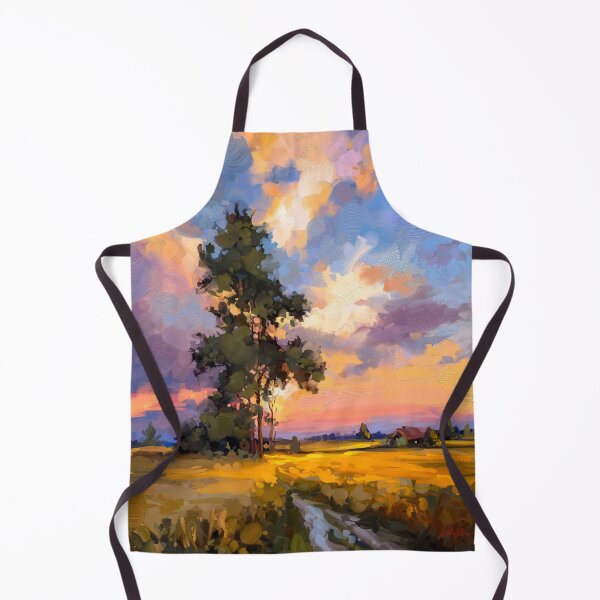 Item preview, Golden field at sunset, landscape painting designed and sold by Mikko Tyllinen.