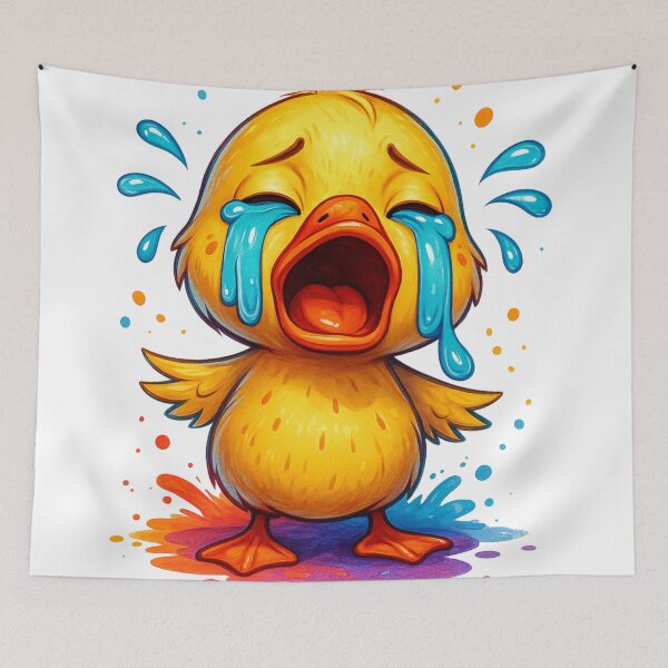 Item preview, Emotional Crying Duck – Cute Watercolor Cartoon Duckling designed and sold by VIBE CRAFT STUDIO.