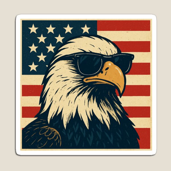Aperçu de l'œuvre Aigle patriotique avec des lunettes de soleil créée et vendue par Graphiqe.