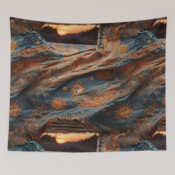 Item preview, Embroidered Sun God Tapestry - AI Art designed and sold by FormIsle.