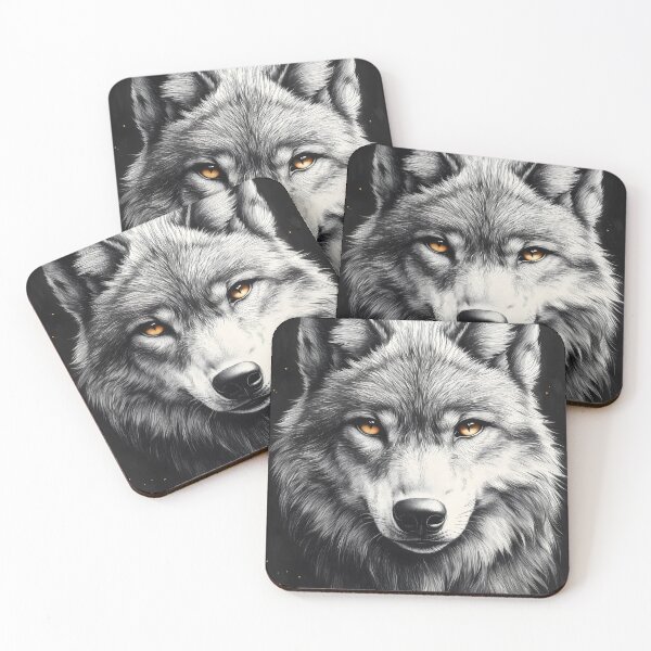 Item preview, Portrait Animal Noble Wolf Spirit Piercing Amber Eyes Monochrome Wilderness Majesty Gaze designed and sold by Tokyonomad.