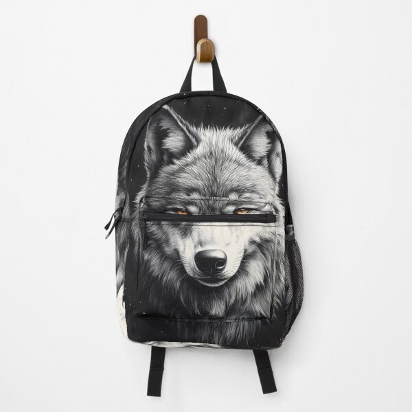 Item preview, Portrait Animal Noble Wolf Spirit Piercing Amber Eyes Monochrome Wilderness Majesty Gaze designed and sold by Tokyonomad.